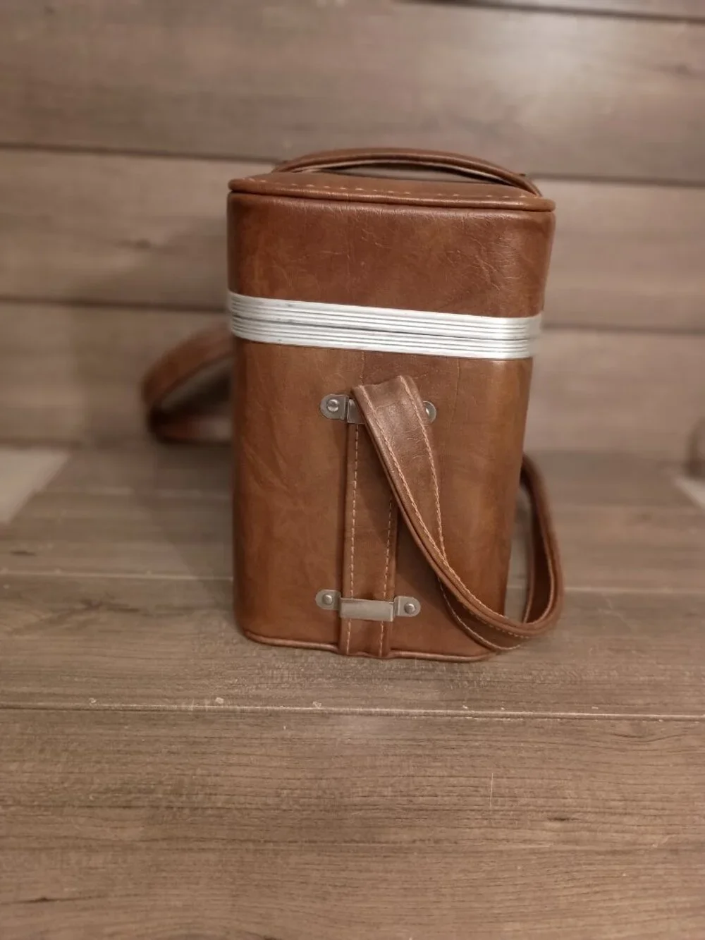 Vintage Camera Carrying Case Brown Faux Leather with Shoulder Strap